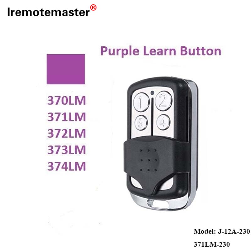 370LM, 371LM, 372LM, 373LM, 374LM पर्पल लर्न बटन 315MHz रोलिङ कोडको लागि