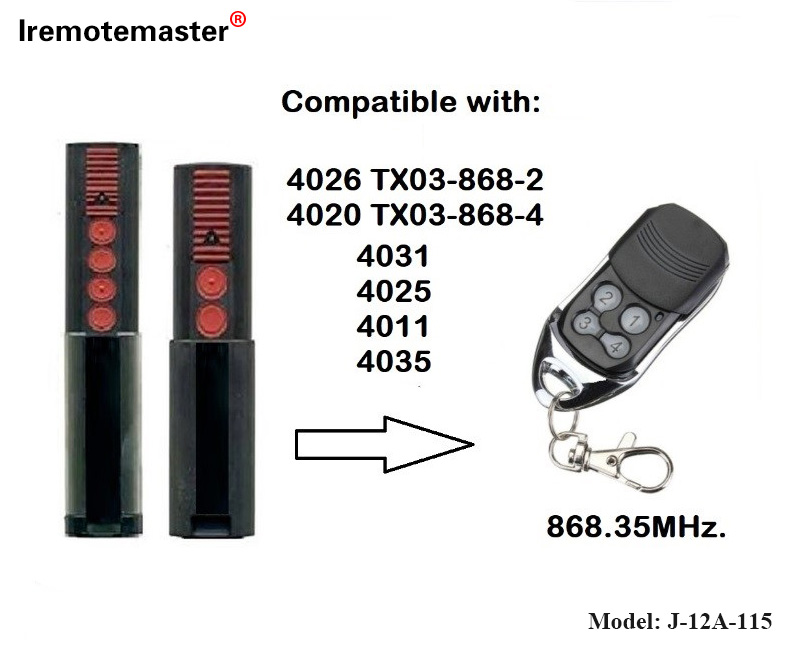 4020 4026 TX03-868-4 रिमोट कन्ट्रोल 868mhz TX03-8-4 रोलिङ कोडको लागि